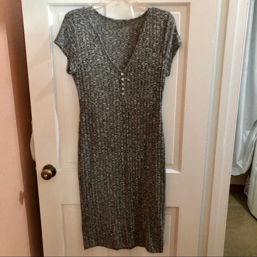 Mid Length Gray Jersey Dress